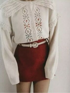 NWOT ZARA Embroidered Knit Cardigan
